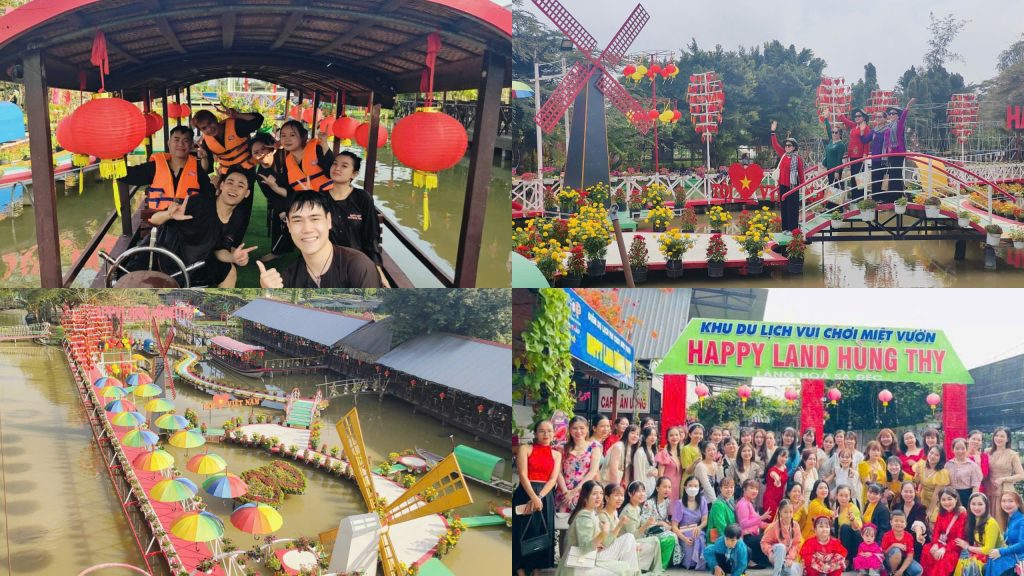 Tham quan Vườn hồng Tư Tôn, Cánh đồng hoa hồng và trải nghiệm xe điện tại Happy Land Hùng Thy